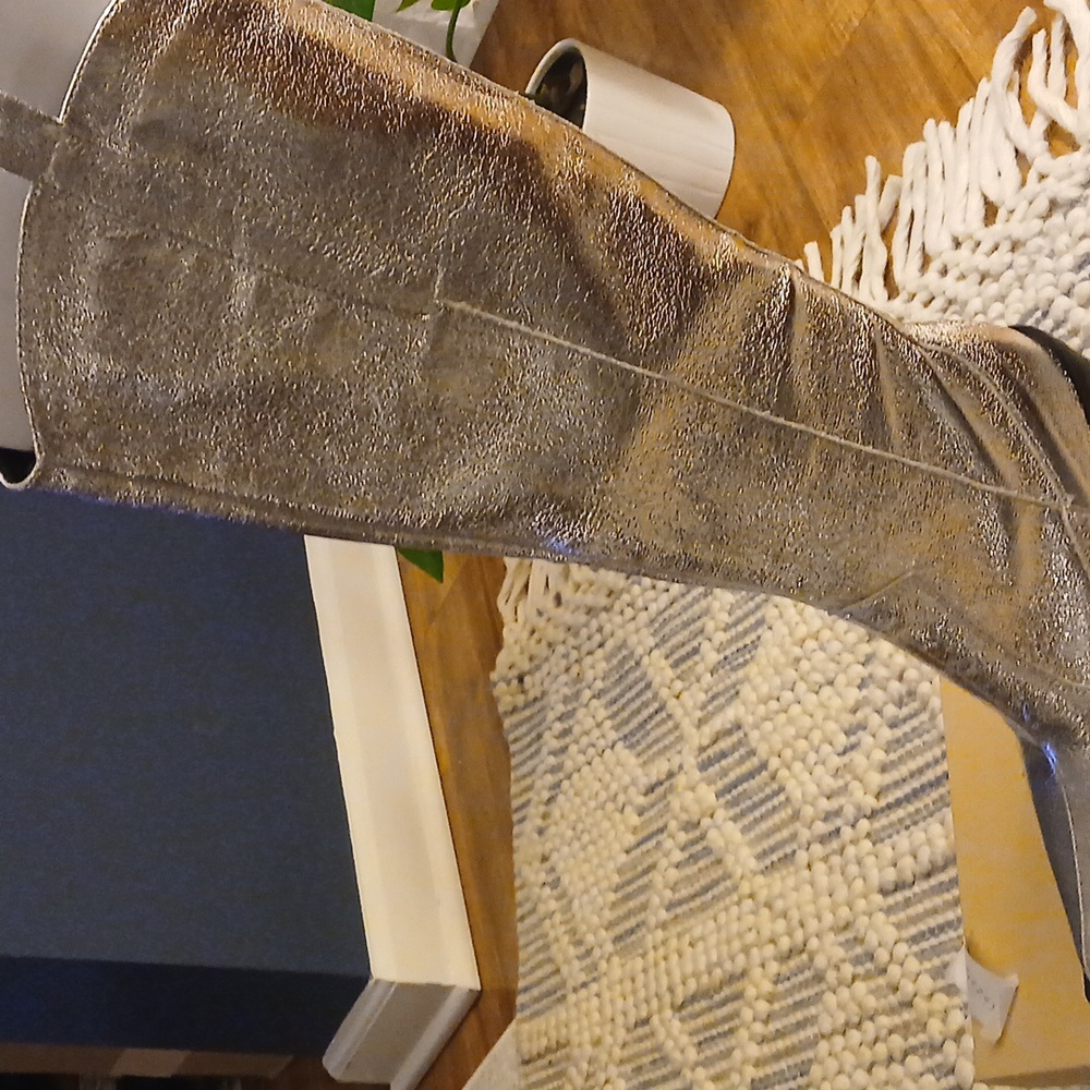 Woman Silver Knee High Boots